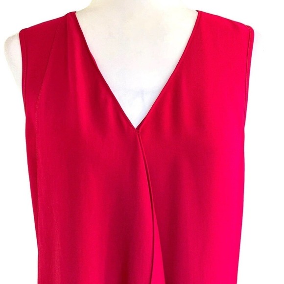 Adrianna Papell Asymmetrical Front Drape Crepe Shift Dress Size 8 Red EUC - Picture 3 of 11